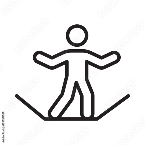 Balance icon. Skill agility icon. Icon symbol for balance, stability, equilibrium, control, focus, harmony, coordination, skill, tightrope, poise. Vector illustration.