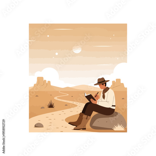 Desert Wanderer Finds Inspiration Writing In A Tranquil Wilderness Setting