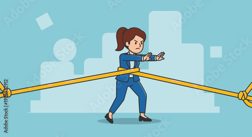 Determined Businesswoman Resists Obstacles On Career Path