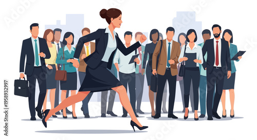 Determined Woman Leads Business Team Forward