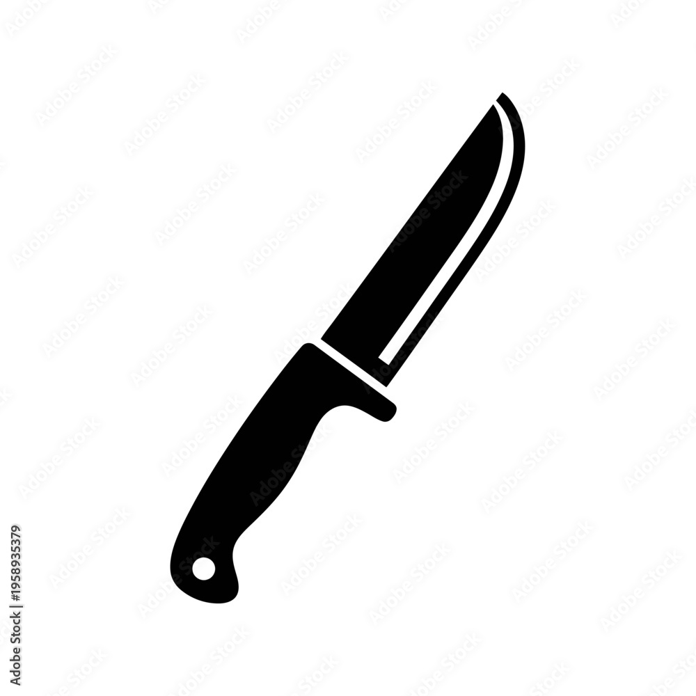 Fototapeta premium Sharp Kitchen Knife with Black Handle for Culinary and Cooking Use
