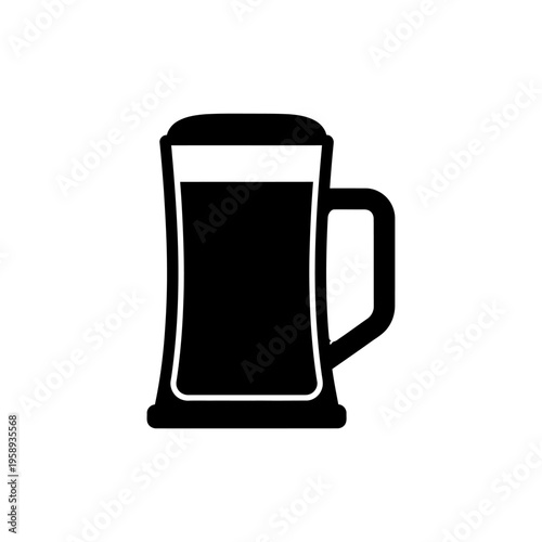Silhouette of a Beer Mug with Foam on Top for Refreshment and Social Gathering