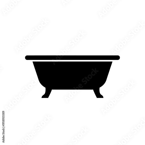 Silhouette of a Classic Bathtub Icon for Bathroom Design Concepts