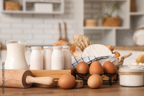 Different fresh dairy produ...