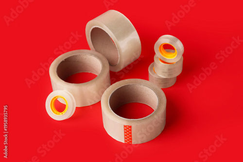 Many adhesive tape rolls on...