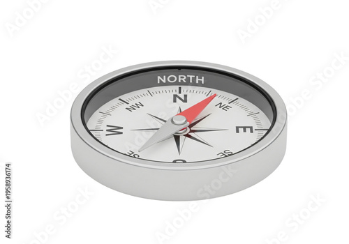 Modern compass 3D render icon isolated on clean background, ideal for digital uses like navigation apps, travel platforms, UI UX design, and mapping interfaces.