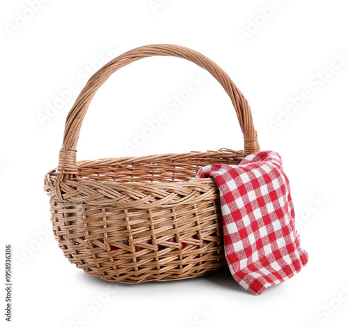 Wicker picnic basket with r...