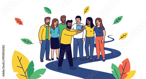 Diverse Group Captures Memorable Moment With A Selfie