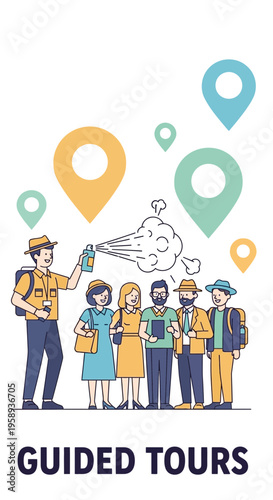 Diverse Group Embarks On Exciting Guided Tours Exploration