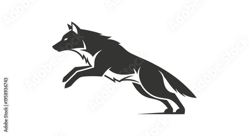 A dynamic illustration of a wolf running swiftly across a vast landscape with its body in motion.