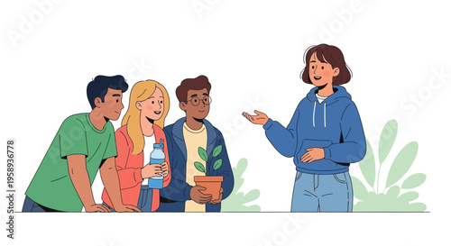 Diverse Group Engaged in Conversation About Sustainability and Growth