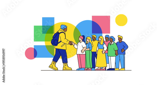 Diverse Group Welcomes Newcomer Diverse Team Collaboration Greeting New Friend