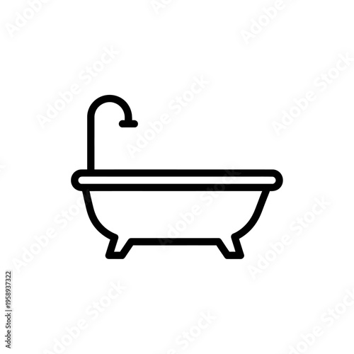 Simple Bathtub Icon for Bathroom and Home Decor Design