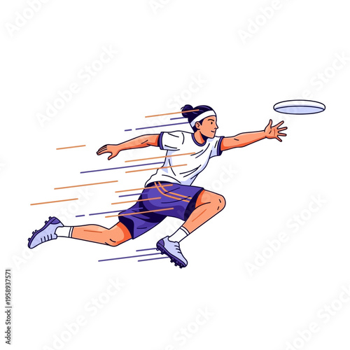 Dynamic Athlete Leaping To Catch Flying Disc In Mid-Air Action Shot