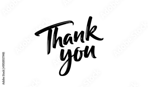 Bold thank you brush lettering typography with dynamic hand drawn style vector illustration