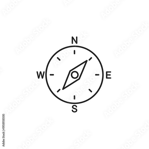 Simple Black and White Compass Illustration for Navigation and Travel Themes