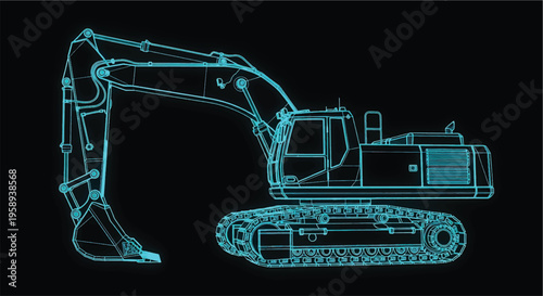 Shoveling Machine Blueprint – Construction Vehicle CAD Technical Diagram