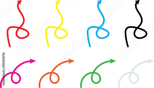 Colorful arrow symbols in various directions and shapes