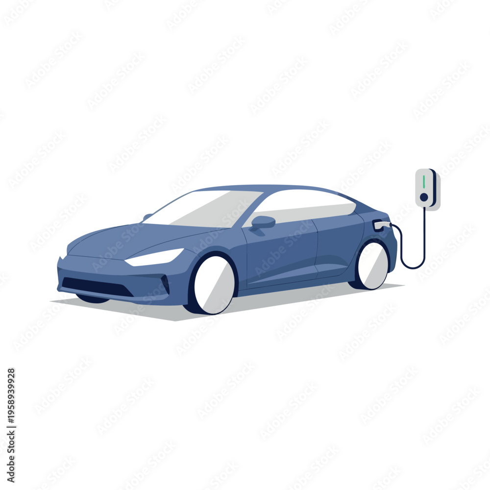 Naklejka premium Electric car charging at station.