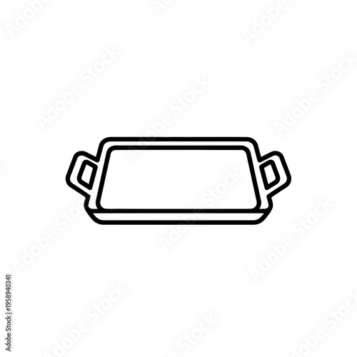 Simple Black and White Line Drawing of a Cooking Pot for Culinary and Kitchen Design