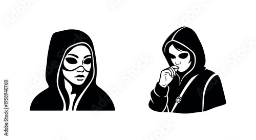 Two masked hooded figures in black.