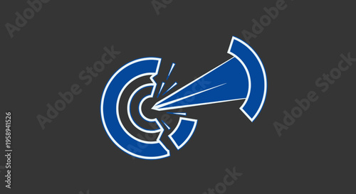 Abstract Blue Geometric Energy Burst Symbol