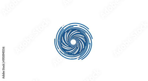 Abstract Blue Vortex Swirl With Digital Lines