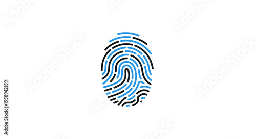 Abstract Digital Fingerprint Identity Blue Black Lines