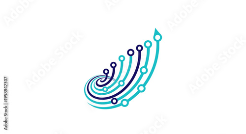 Abstract Digital Network Growth Spiral Circuit Board Design