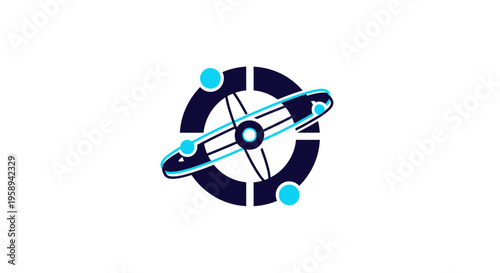 Abstract Cosmic Orbiting Sphere Logo Design Minimalist
