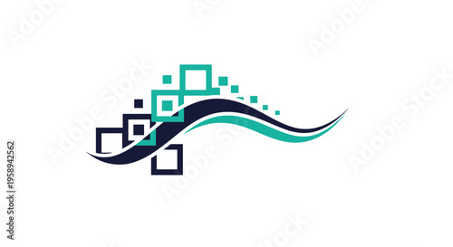 Abstract Digital Wave Cubic Logo