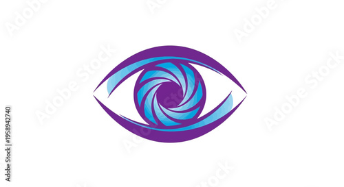 Abstract Eye Icon With Swirling Iris And Purple Eyelids
