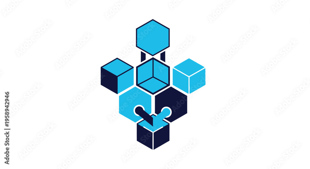 Obraz premium Abstract Geometric Composition With Cubes And Hexagons