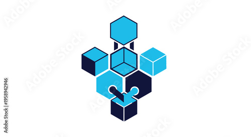 Abstract Geometric Composition With Cubes And Hexagons