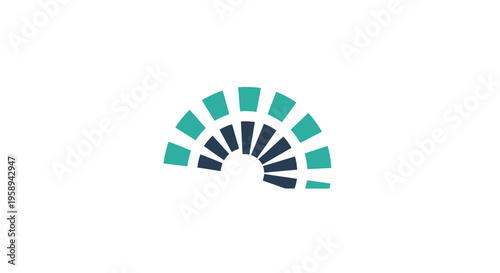 Abstract Fan Shape Logo Design in Blue and Teal Colors