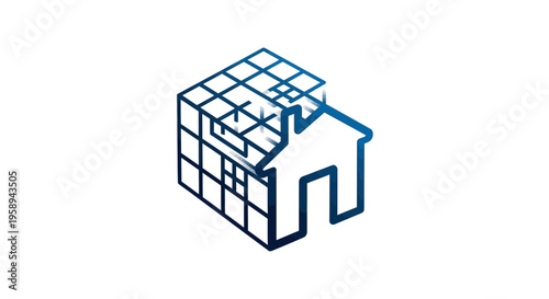 Abstract Geometric House Design Creative Architectural Concept Illustration