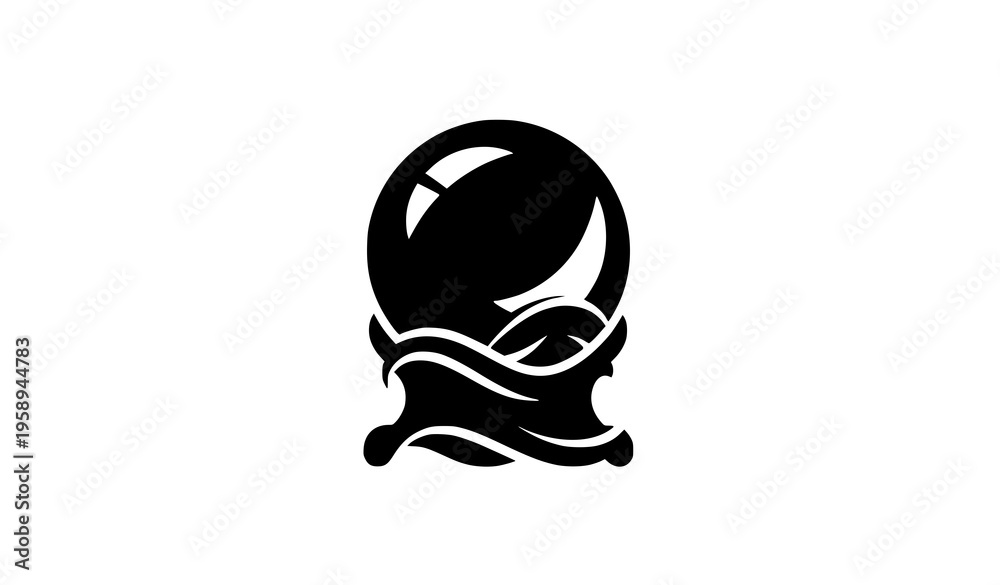 Fototapeta premium Crystal ball silhouette icon mystical magic orb vector illustration