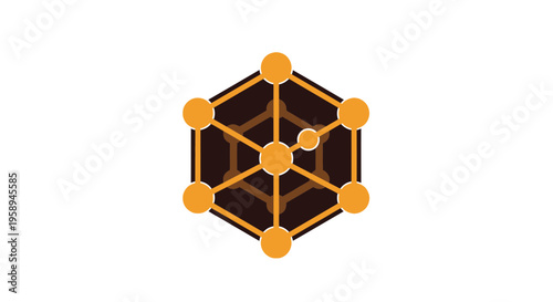 Abstract Geometric Network Structure With Orange Nodes