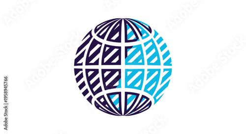 Abstract Globe Grid Design Modern Digital Art