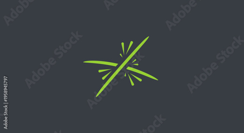 Abstract Green Energy Burst And Growth Symbol On Dark Background
