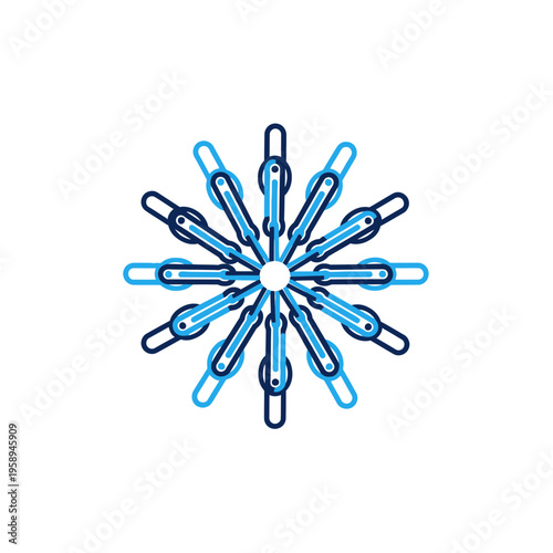 Abstract Geometric Snowflake Design Blue Tones