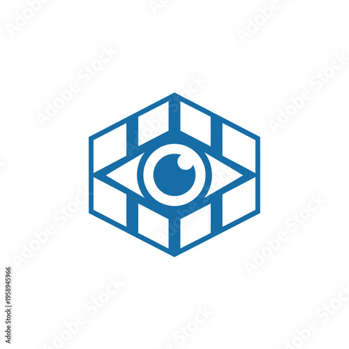 Abstract Hexagonal Eye Symbol Modern Technology Vision Icon