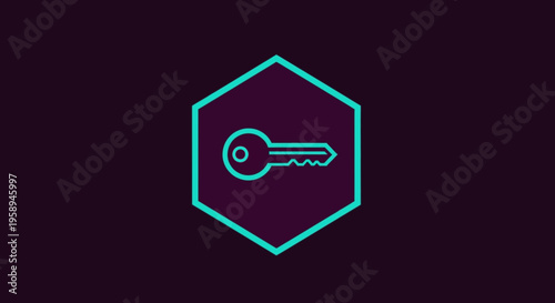 Abstract Hexagonal Key Icon Modern Digital Security Concept