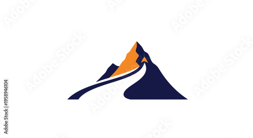 Abstract Mountain Peak With Winding Path Logo Design
