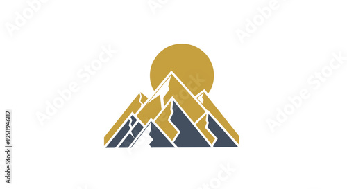 Abstract Mountain Sunrise Symbol Design Geometric Peaks