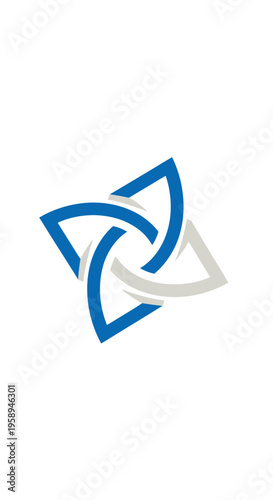 Abstract Interlocking Geometric Shape Blue And Silver