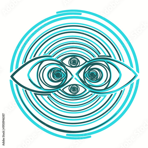 Abstract Psychedelic Eyes Concentric Circles Optical Illusion Design