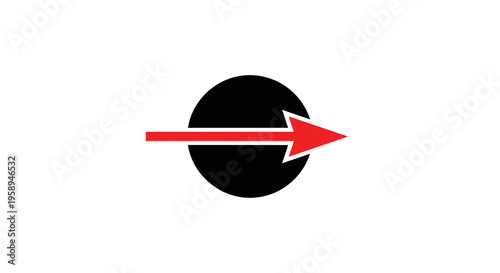 Abstract Red Arrow Penetrating Black Circle With White Space