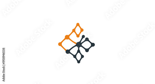 Abstract Network Structure Design Orange And Dark Grey