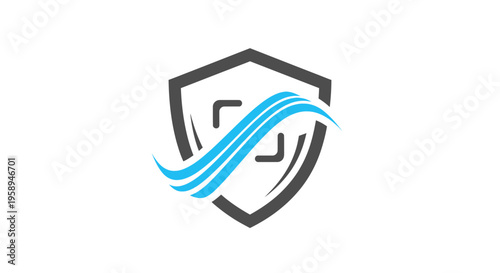 Abstract Shield Security Icon With Flowing Waves